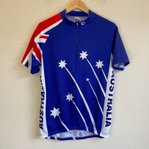 Australia Cycling Jersey Mens XL Blue Flag Southern Cross Quarter Zip Good